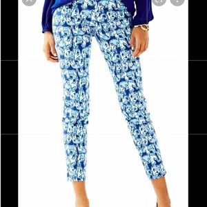 Lilly Pulitzer Kelly Ankle Elephant Pants Blue White